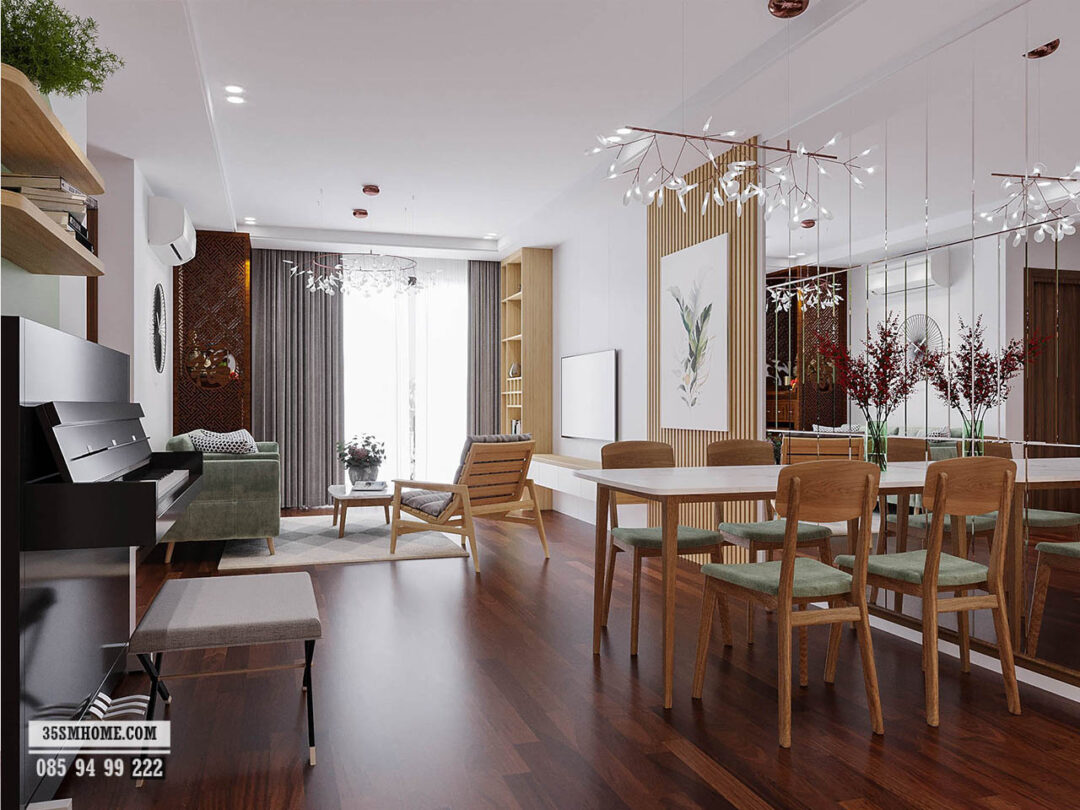 Mẫu thiết kế nội thất phòng khách đẹp công trình A Tú ở Đông Thành - TPNB