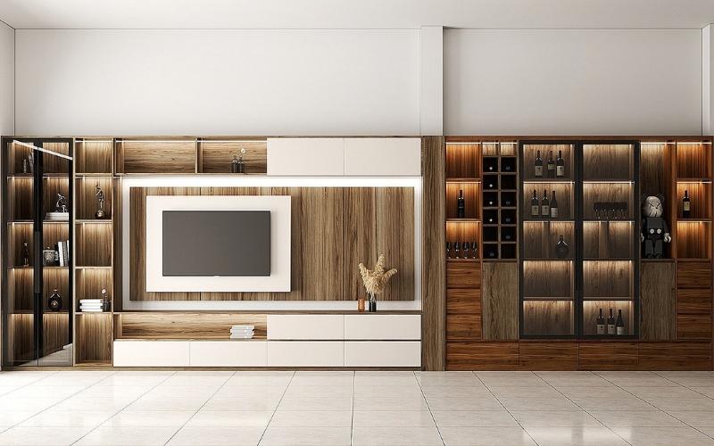 Thiết kế tủ trưng rượu hiện đại dành cho phòng khách 