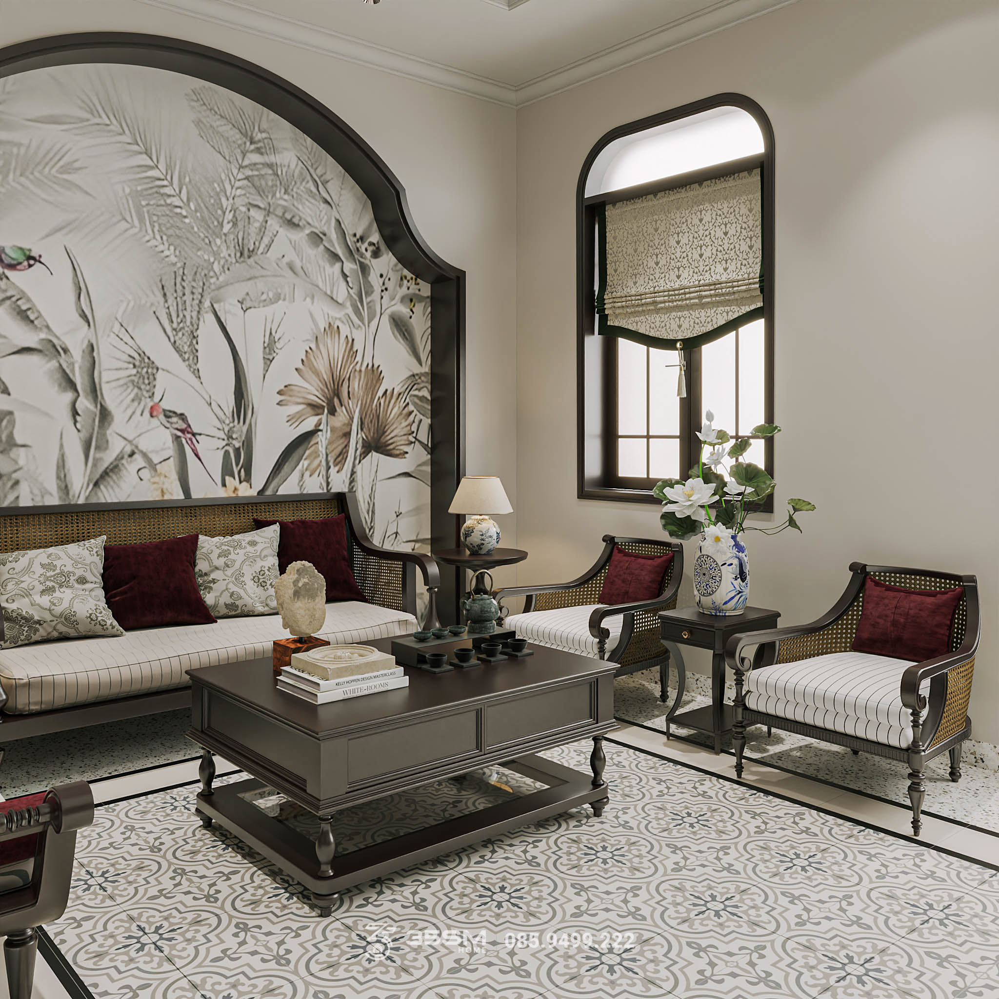 sofa phong cách indochine nhà lô phố