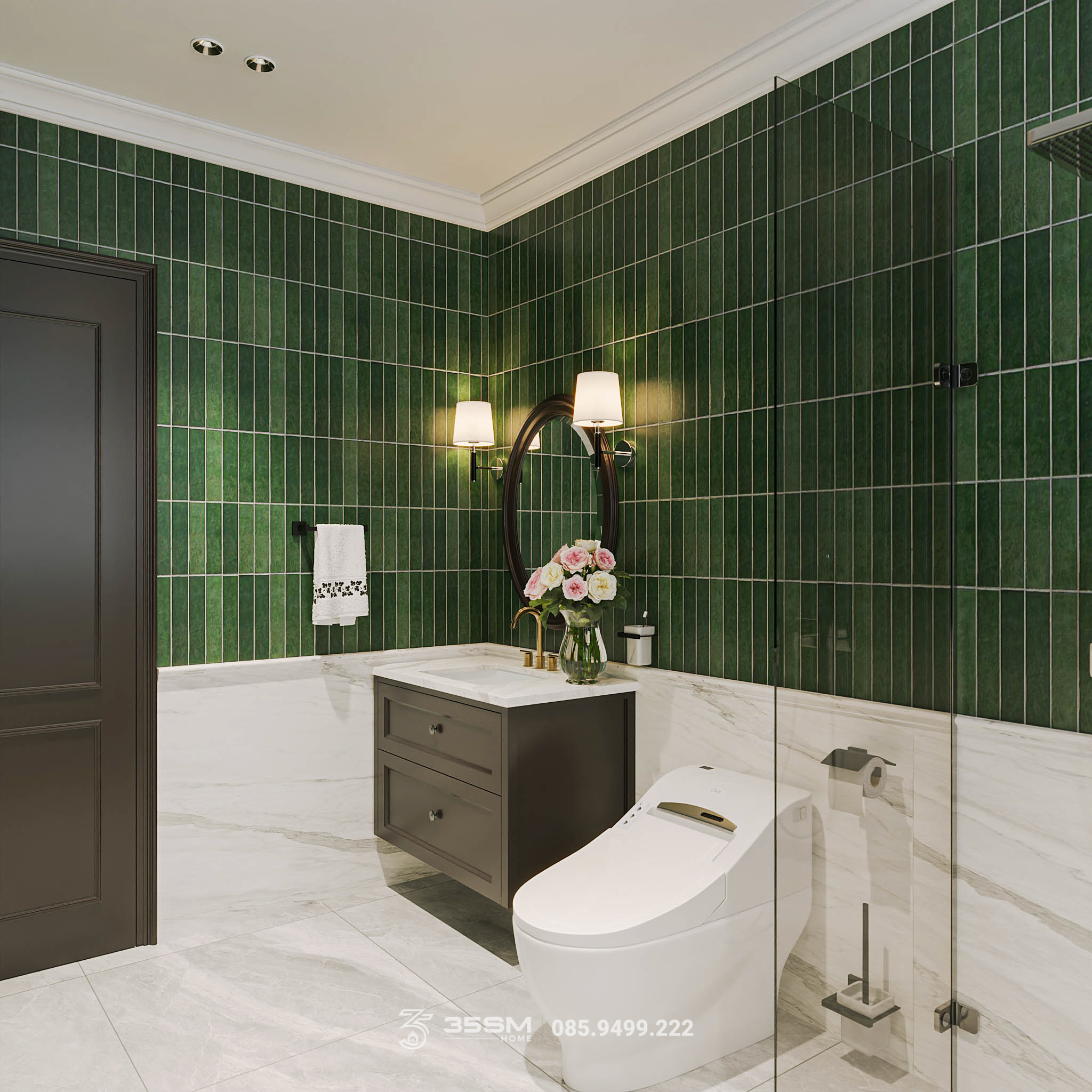 lavabo hiện đại theo phong cách indochine