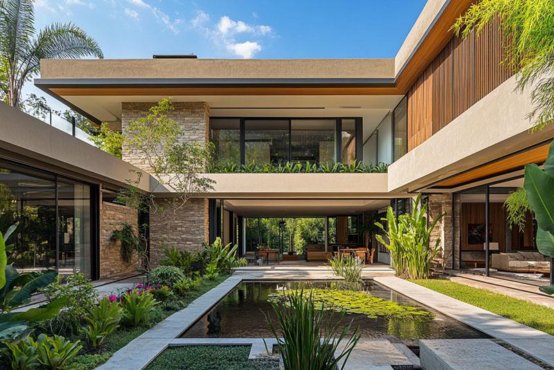 Biệt thự 2 tầng chữ L có sân vườn