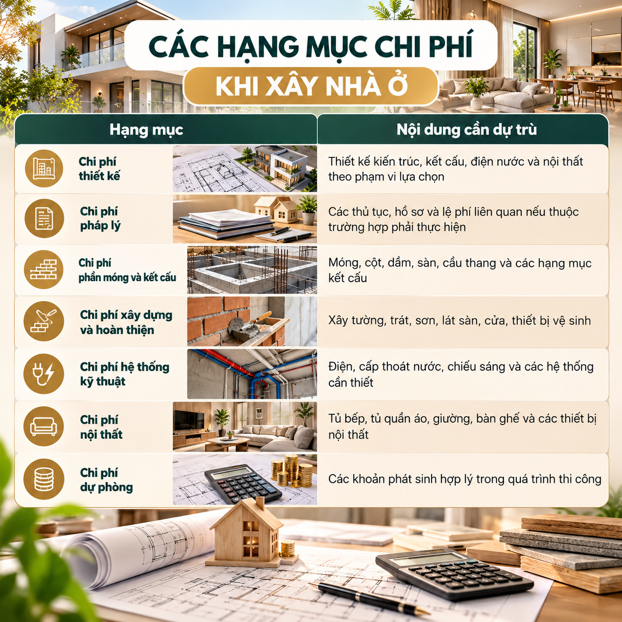 các hạng mục chi phí