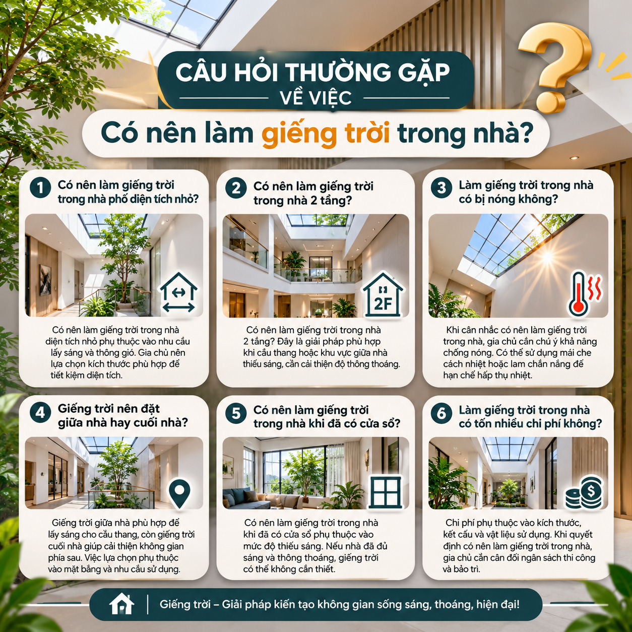 câu hỏi thường gặp về việc có nên thiết kế giếng trời