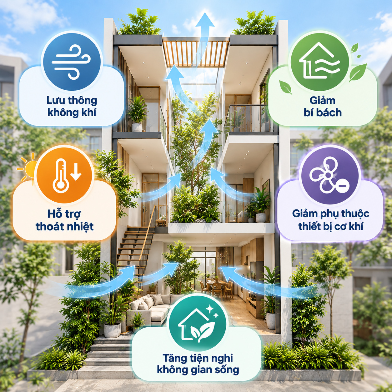 Lợi ích của thông gió tự nhiên cho nhà phố
