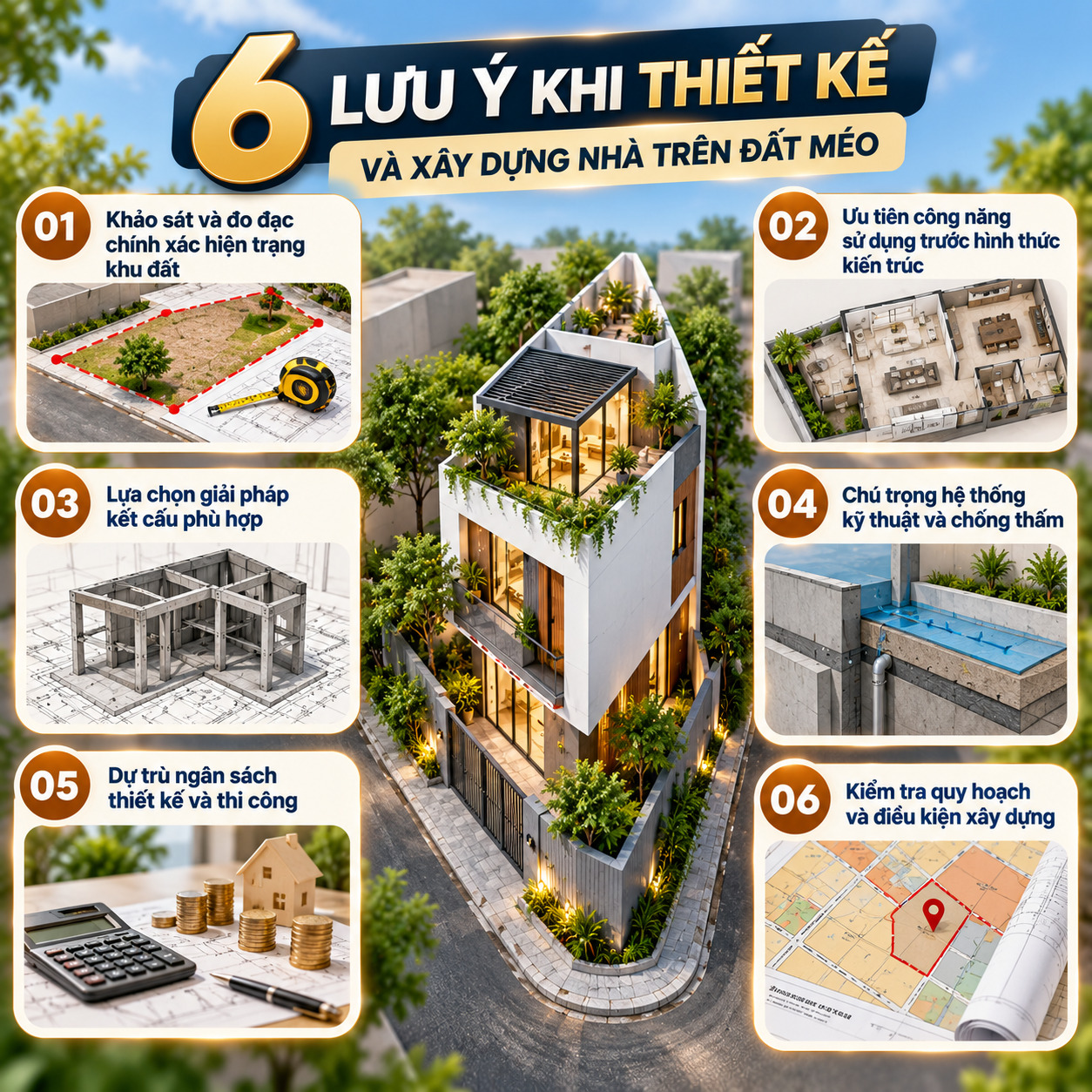 6 lưu ý khi thiết kế và xây dựng nhà trên đất méo