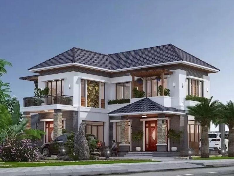 mẫu nhà mái Nhật 2 tầng chữ L
