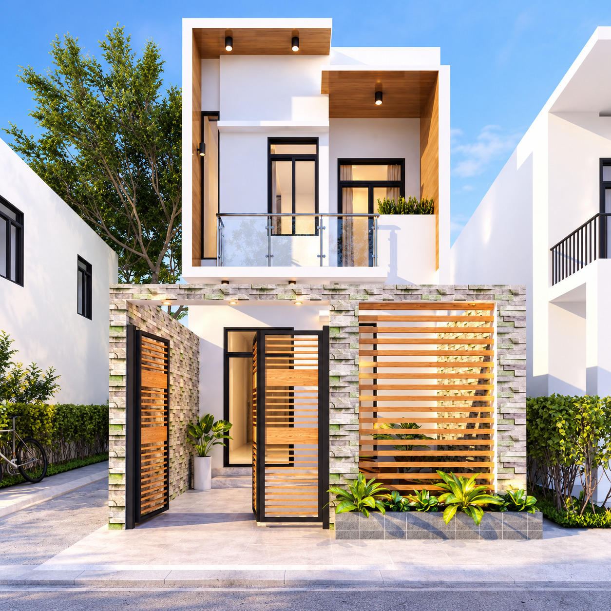 mẫu nhà phố 2 tầng hiện đại