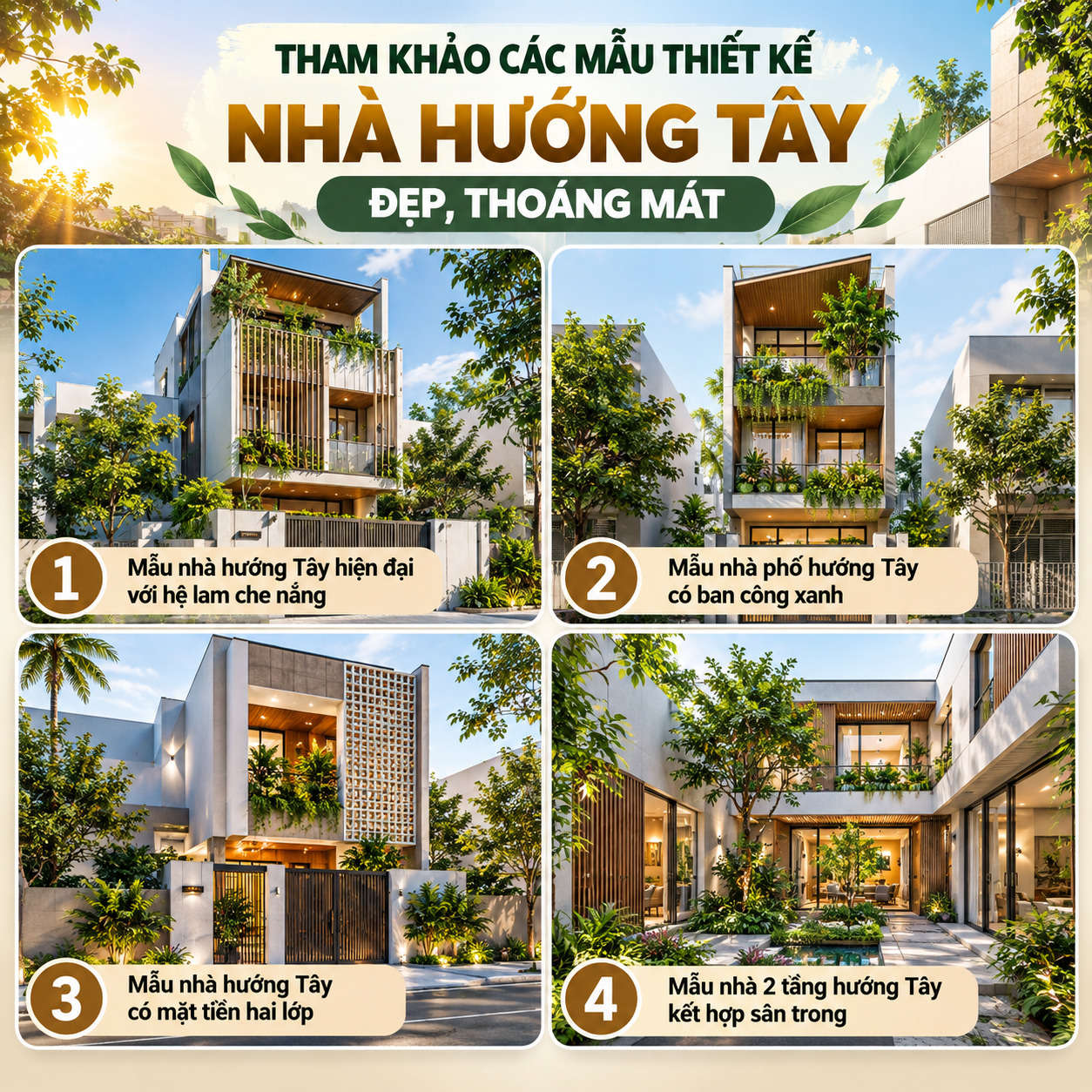 Các mẫu thiết kế nhà hướng Tây đẹp thoáng mát