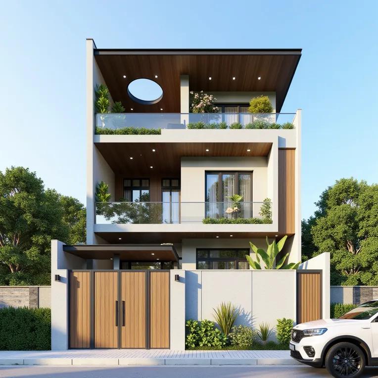Phối cảnh nhà mặt tiền 5m hiện đại