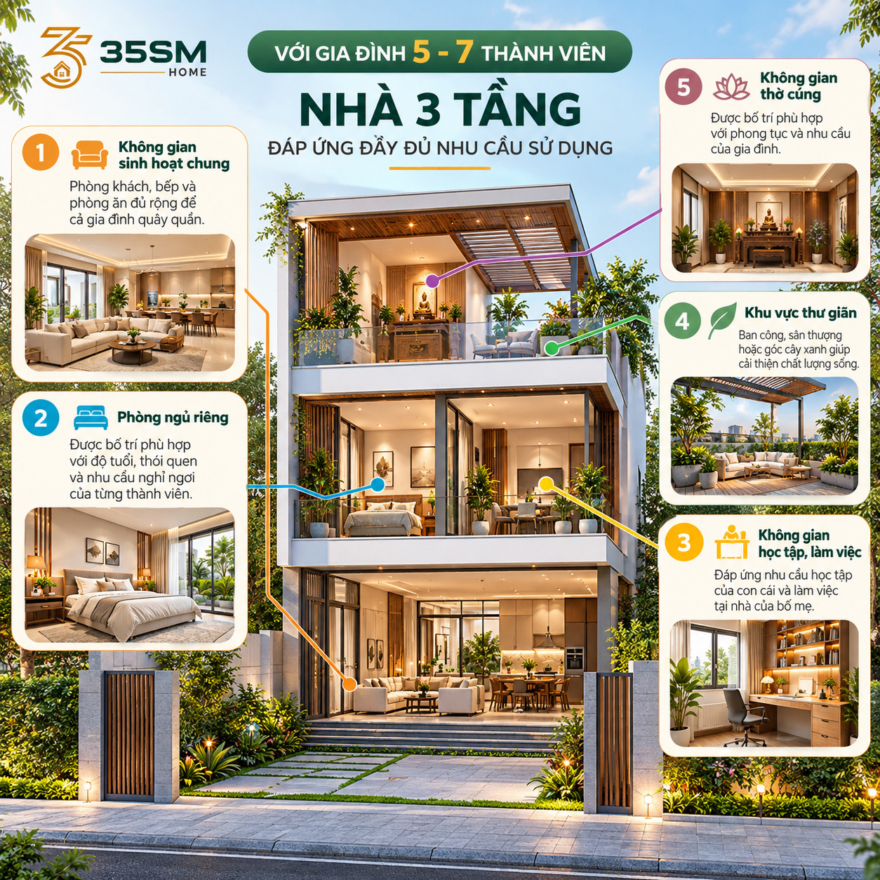 nhu cầu thiết kế nhà 3 tầng hiện đại 
