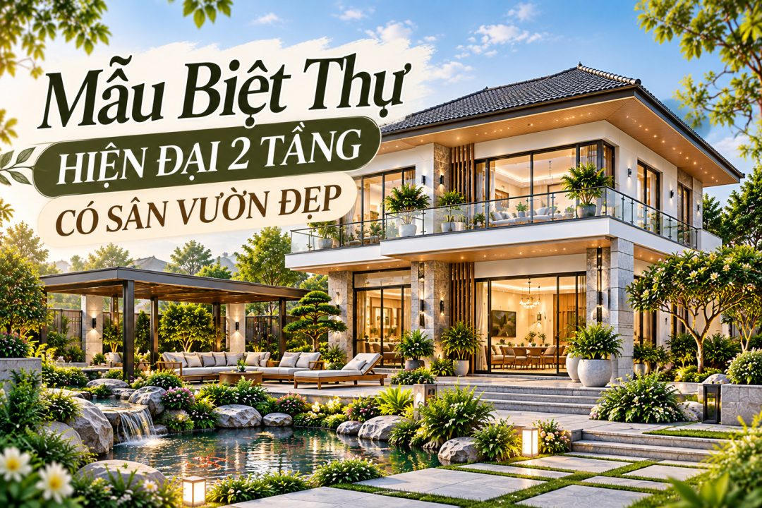 Mẫu Biệt Thự Hiện Đại 2 Tầng Có Sân Vườn